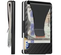 FIRDIKT Carbon Fiber Minimalist Wallet for Men Credit Card Holder Money Clip & Cash Strap Slim RFID Mens Wallets, s1 Matte Carbon Fiber-blank, Minimalist Wallet, Classic