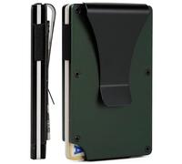 FIRDIKT Carbon Fiber Minimalist Wallet for Men Credit Card Holder Money Clip & Cash Strap Slim RFID Mens Wallets, Matte Green, Minimalist Wallet, Slim Wallet