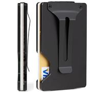 FIRDIKT Carbon Fiber Minimalist Wallet for Men Credit Card Holder Money Clip & Cash Strap Slim RFID Mens Wallets, r2 Matte Black, Minimalist Wallet, Classic