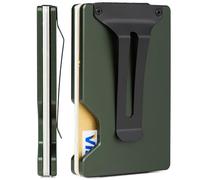 FIRDIKT Carbon Fiber Minimalist Wallet for Men Credit Card Holder Money Clip & Cash Strap Slim RFID Mens Wallets, r2 Matte Green, Minimalist Wallet, Classic