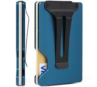 FIRDIKT Carbon Fiber Minimalist Wallet for Men Credit Card Holder Money Clip & Cash Strap Slim RFID Mens Wallets, r2 Matte Navy Blue, Minimalist Wallet, Classic
