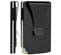 FIRDIKT Carbon Fiber Minimalist Wallet for Men Credit Card Holder Money Clip & Cash Strap Slim RFID Mens Wallets, Matte Black, Minimalist Wallet, Slim Wallet