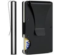 FIRDIKT Carbon Fiber Minimalist Wallet for Men Credit Card Holder Money Clip & Cash Strap Slim RFID Mens Wallets, s1 Matte Black, Minimalist Wallet, Classic