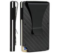 FIRDIKT Carbon Fiber Minimalist Wallet for Men Credit Card Holder Money Clip & Cash Strap Slim RFID Mens Wallets, s2 Carbon Fiber, Minimalist Wallet, Classic