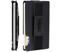 FIRDIKT Carbon Fiber Minimalist Wallet for Men Credit Card Holder Money Clip & Cash Strap Slim RFID Mens Wallets, Matte Black, Thin Wallet, Cash Strap