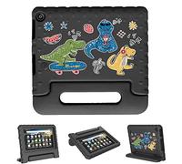 Fire 7 Tablet Case for Kids, Fire 7 Case 2022 (12th Genneration, 2022 Release), Lightweight Kid-Friendly Cute Cover with Handle Stand for All-New kindle Fire 7 Kids Tablet (black case-dinosaur party)