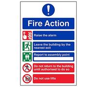 Fire Action - 5 Message - 200 X 300mm Restickable Safety Sign