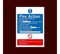 Fire Action any person Discovering a fire Plastic Sign with double sided fixing tape (FA3) - Fire, Assembly Point, Break Glass, Lift, Alarm, Extinguisher