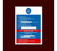 Fire Action - Belongings Sticker/Self Adhesive Sign - Fire, Assembly Point, Break Glass, Lift, Alarm, Extinguisher - (FA12)