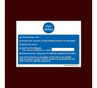 Fire Action - Caravan/Building Plastic Sign with double sided fixing tape (FA19) - Fire, Assembly Point, Break Glass, Lift, Alarm, Extinguisher