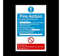 Fire Action Discovering a fire Plastic Sign - Fire/Emergency/Exit/Alarm/Push/Extinguisher (FA17)