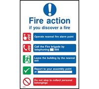 Fire Action Discovering a Fire Sign - 200mm x 300mm - Self Adhesive Sticker (FA14)