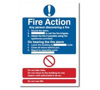 Fire action fire equipment signs fire signs metal tin sign For Home Bathroom Restaurants Kitchen Garden Cave Garage Office Bar Cafe 8×12 INCH