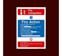 Fire Action Fire Extinguisher Sticker/Self Adhesive Sign - Fire, Assembly Point, Break Glass, Lift, Alarm, Extinguisher - (FA7)
