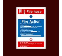 Fire Action Fire Hose Sticker/Self Adhesive Sign - Fire, Assembly Point, Break Glass, Lift, Alarm, Extinguisher - (FA5)