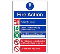 Fire Action - General Fire Action 5 Message Risks - 200 X 300mm Restickable Safety Sign