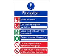 Fire Action - General Fire Action 6 Message - 200 X 300mm Restickable Safety Sign