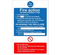 Fire action on discovering a fire safety sign - 3mm Aluminium sign 300mm x 200mm