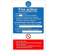 Fire action on discovering a fire safety sign - Self adhesive sticker 400mm x 300mm