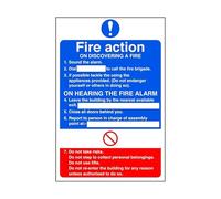 Fire action plan information sign - Fire safety signage, fire door signs - 1.2mm Rigid plastic for indoor/outdoor usage (300mm x 200mm) Viewing Distance within 7m.