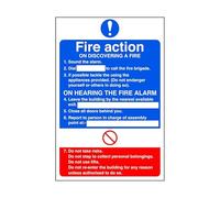 Fire action plan information sign - Fire safety signage, fire door signs - 3mm Aluminum Dibond for indoor/outdoor usage (200mm x 150mm) 5m Viewing Distance.
