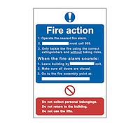 ‘Fire Action Procedure’ Sign, Self-Adhesive Semi-Rigid PVC (200mm x 300mm)