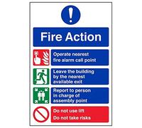Fire Action - Prohibition/Safe Lifts - 200 X 300mm Restickable Safety Sign