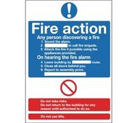Fire Action Sign Notice Safety Plaque Poster Display Commercial 300X200mm