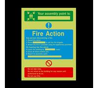 Fire Action Your Assembly Point Photoluminescent Plastic Sign - Emergency/Fire Exit/Extinguisher (FA8)