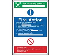 Fire Action Your Assembly Point Sign - 150mm x 200mm - 3mm Metal Composite Drilled Sign (FA8)