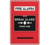 Fire Alarm Break Glass Press Here Metal Sign 8x12 Inch | Fire alarm break glass press here; emergency instructions for public buildings.