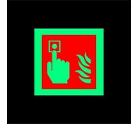 Fire alarm call point safety sign - 200mm x 200mm 1.2mm Photoluminescent glow in the dark rigid plastic with self adhesive backing