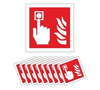 Fire alarm call point safety signs - self adhesive vinyl stickers - 100mm x 100mm Pack of 10