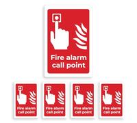 Fire Alarm Call Point Sign 5 Pack - 150 x 100mm Self Adhesive PVC Fire Safety Stickers - Red Emergency Fire Alarm Sign for Walls Doors & Glass - Fire Call Point Sign EN ISO 7010 UK BS 5499
