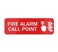 Fire Alarm Call Point Sign For Door, Metal Tin Plastic, Red And White, Rounded Corners, Durable, Long Lasting With Double Sided Tape - 4×16 Inch