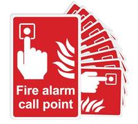 Fire Alarm Call Point Signs 10 Pack - 100x150mm UV Printed Portrait Safety Stickers - Waterproof & Oil-proof PVC Self-Adhesive Signage for Offices, Rental Properties & Commercial Buildings