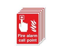 Fire Alarm Call Point Signs 5-Pack Strong Adhesive Vinyl Safety Stickers -110mm x 150mm Weatherproof Indoor/Outdoor Fire Alarm Signage for Compliance