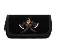 Fire and Axe Cute Double Pencil Case Large Capacity Portable Pen Pouch with Zippered
