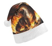 Fire And Dragon Trendy Christmas Hat Soft Breathable Xmas Beanie Santa Headwear for New Year Party