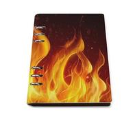 Fire And Flame Printed Notebook Binder A5 6 Metal Ring Slim Foldable Reusable Notepad Daily Work
