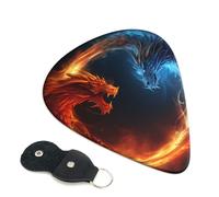 Fire And Ice Dragons 6 Pack Guitar Picks With Holder, Personalized Guitar Plectrums Non-Slip Portable Ukulele Bass Picks 0.46mm For Acoustic Guitar Lovers Gifts