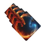 Fire And Ice Dragons Car Air Fresheners 4 Pcs Funny Hanging Car Air Fresheners Cute Long Lasting Scented Mirror Hanging Decoration Ornaments Gift For Men Women Square