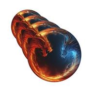 Fire And Ice Dragons Car Air Fresheners 4 Pcs Funny Hanging Car Air Fresheners Cute Long Lasting Scented Mirror Hanging Decoration Ornaments Gift For Men Women Round Shape