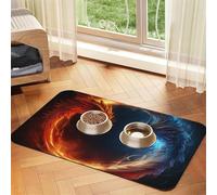 Fire and Ice Dragons Dog Food Mats for Floors, 16x24 Inch Non-Slip Super Absorbent Pet Food Mat, Dishwasher Dog Mat for Food and Water, Cute Rubber Quick Dry Pet Feeding Mat for Dogs Puppy Cats