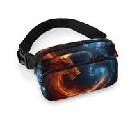 Fire And Ice Dragons Fanny Pack for Men Women, Durable Sling Chest Bag with Adjustable Strap & Large Pocket, Small Crossbody Bag for Running, Hiking, Cycling, Travel