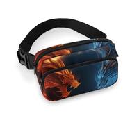 Fire And Ice Dragons Fanny Pack for Women, Personalized Waist Bag with Multi-Pockets for Men, Belt Bag for Travel, Crossbody Bags with Zipper, Adjustable Bum Bags for Running