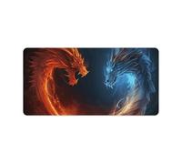 Fire and Ice Dragons Keyboard Mat Large Gaming Mouse Pad, Anti-Slip Desk Mat for Desktop Desk Work/Home Writing Mat 11.8 * 23.6 Inches