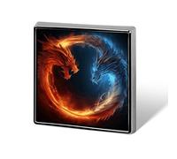 Fire And Ice Dragons Lapel Pin for Men Brooches And Pins for Women Square Metal Badge for Shirts, Jackets, Hats | Durable Fashion Accessory & Gift for Men, Women, Events