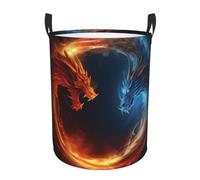 Fire and ice dragons Laundry Basket Hamper Waterproof Dirty Clothes Hamper Collapsible Washing Bin Clothes Bag with Handles Freestanding Laundry Hamper for Bathroom Bedroom Dorm