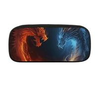 Fire And Ice Dragons Pencil Case Waterproof Leather Pencil Pouch Multi-purpose Aesthetic Makeup Bag Cute Pen Bag Large Cosmetic Bag for Office Stationery, Travel